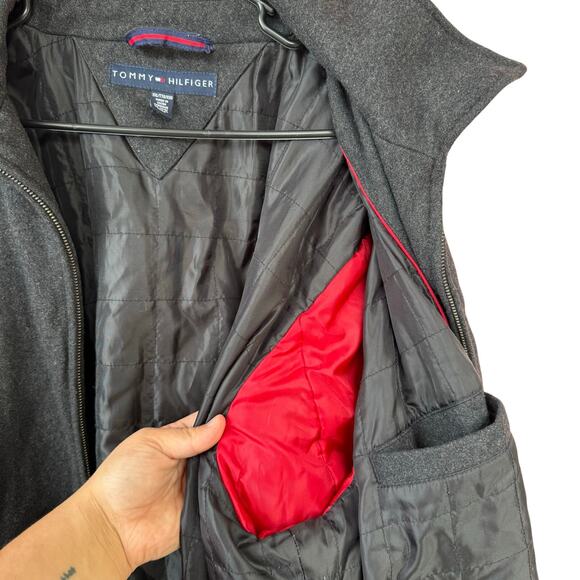 Tommy Hilfiger XXL Wool Blend Zip Jacket Gray Lined Coat Mens Warm Classic - Picture 5 of 9